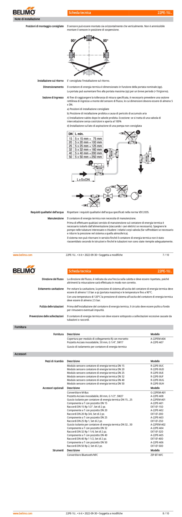 22PE-1UG Contabilizzatore di energia termica, AC/DC 24 V, DN 40, Temperatura del fluido -20...120°C - immagine 5