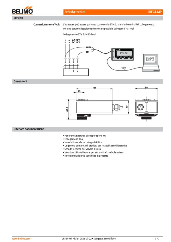 LRF24-MP Attuatore rotativo con funzione di sicurezza NC, 4 Nm, AC/DC 24 V, MP-Bus, 75 s (75...300 s), IP54 - immagine 5