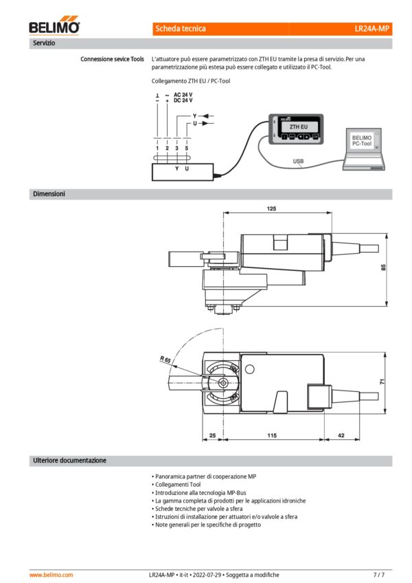 LR24A-MP Attuatore rotativo, 5 Nm, AC/DC 24 V, MP-Bus, 90 s (35...420 s), IP54 - immagine 5