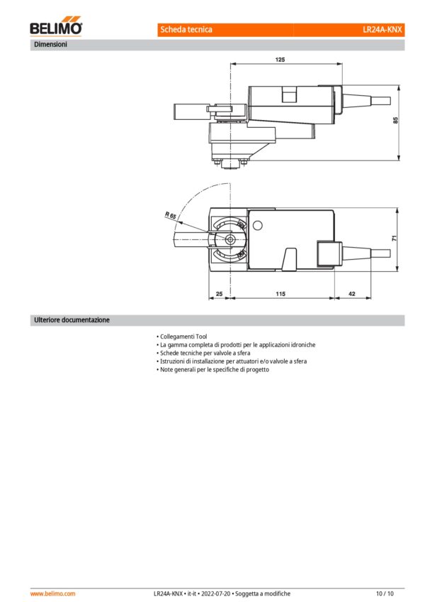 LR24A-KNX Attuatore rotativo, 5 Nm, AC/DC 24 V, KNX (S-Mode), 90 s (35...420 s), IP54 - immagine 5