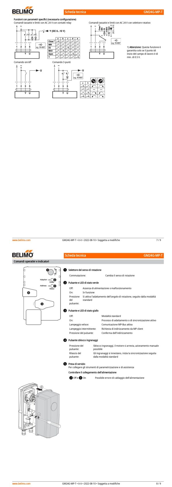GM24G-MP-T Attuatore rotativo, 40 Nm, AC/DC 24 V, MP-Bus, 150 s (90...150 s), IP66/67, Terminali - immagine 5