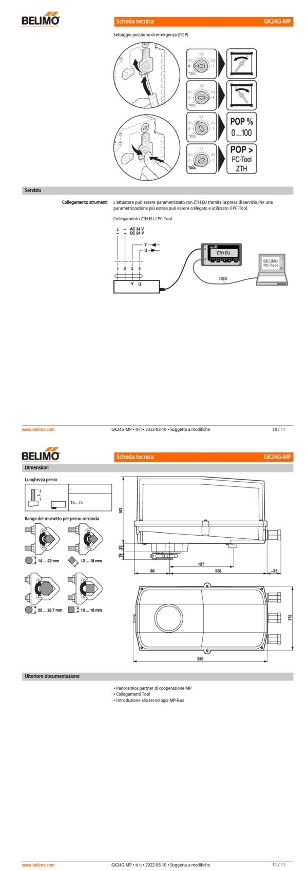 GK24G-MP Attuatore rotativo con funzione di sicurezza, 40 Nm, AC/DC 24 V, MP-Bus, 150 s (90...150 s), IP66/67 - immagine 5