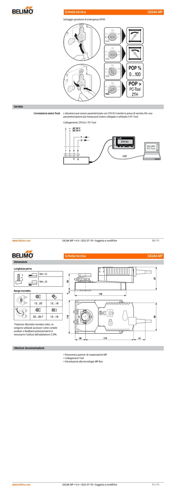 GK24A-MP Attuatore rotativo con funzione di sicurezza, 40 Nm, AC/DC 24 V, MP-Bus, 150 s (90...150 s), IP54 - immagine 5