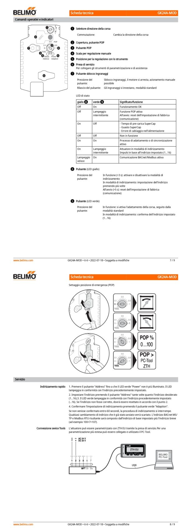 GK24A-MOD Attuatore rotativo con funzione di sicurezza, 40 Nm, AC/DC 24 V, BACnet MS/TP, Modbus RTU, MP-Bus, 150 s (90...150 s), IP54 - immagine 5
