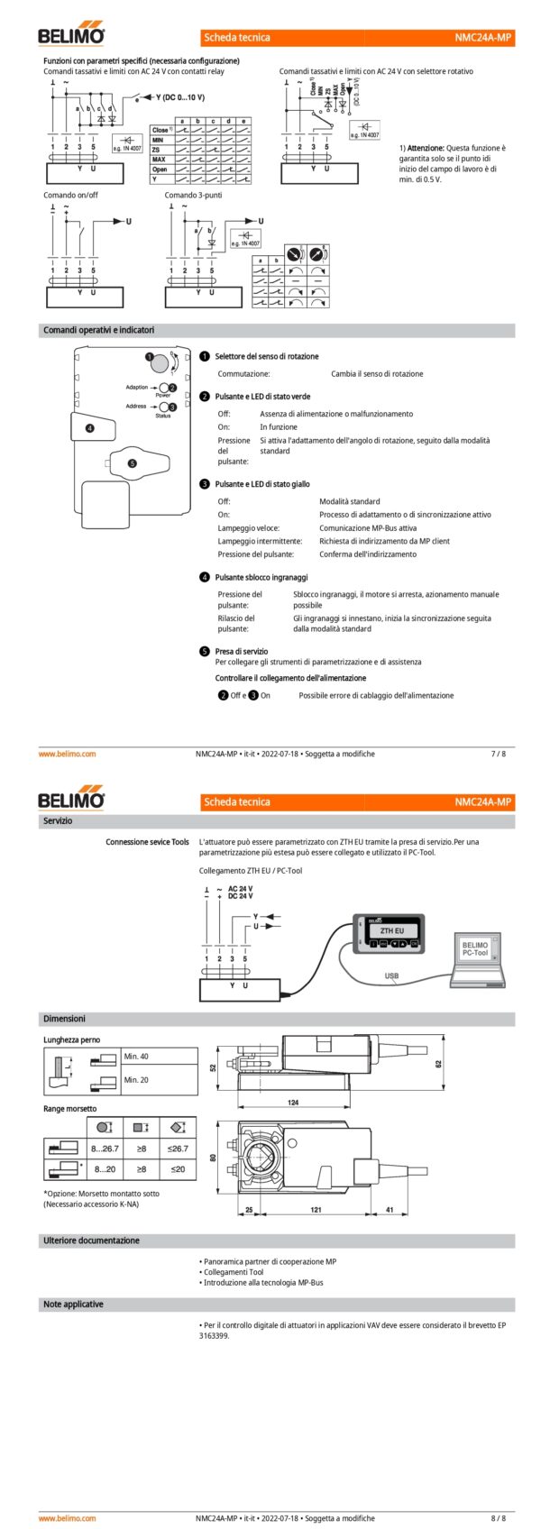 NMC24A-MP Attuatore rotativo a corsa veloce, 10 Nm, AC/DC 24 V, MP-Bus, 35 s (20...75 s), IP54 - immagine 5