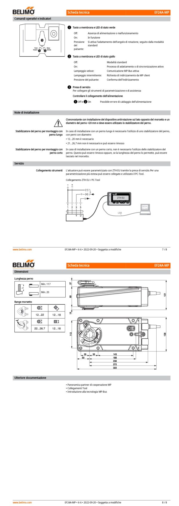EF24A-MP Attuatore rotativo con funzione di sicurezza, 30 Nm, AC/DC 24 V, MP-Bus, 150 s (60...150 s), IP54 - immagine 5