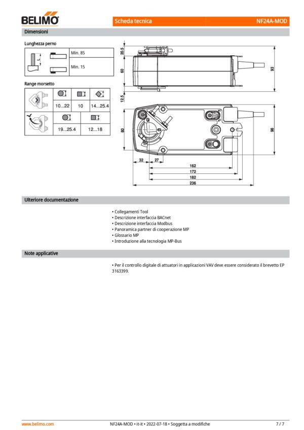 NF24A-MOD Attuatore rotativo con funzione di sicurezza, 10 Nm, AC/DC 24 V, BACnet MS/TP, Modbus RTU, MP-Bus, 150 s (40...150 s), IP54 - immagine 5