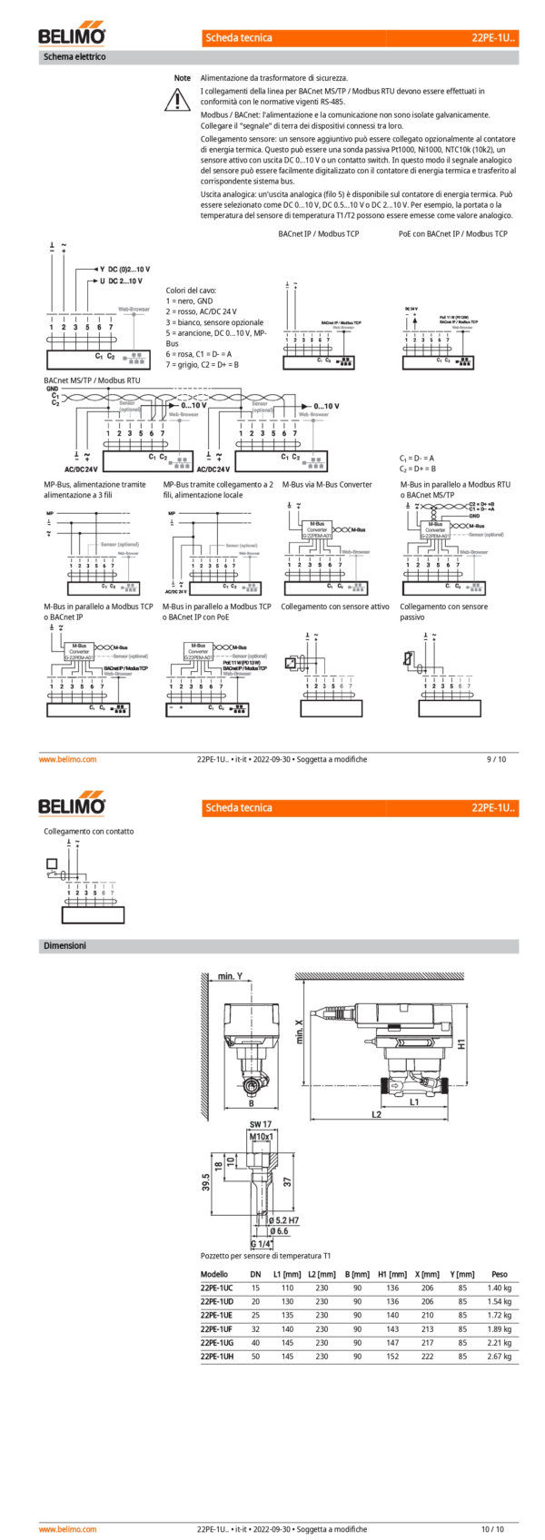 22PE-1UG Contabilizzatore di energia termica, AC/DC 24 V, DN 40, Temperatura del fluido -20...120°C - immagine 6