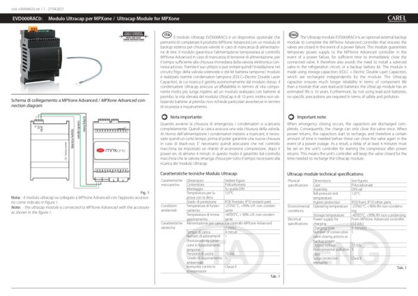 EVD000RAC0 Modulo di backup ultracap (aCU) per valvole Unipolari - Mpx One Advanced - immagine 2