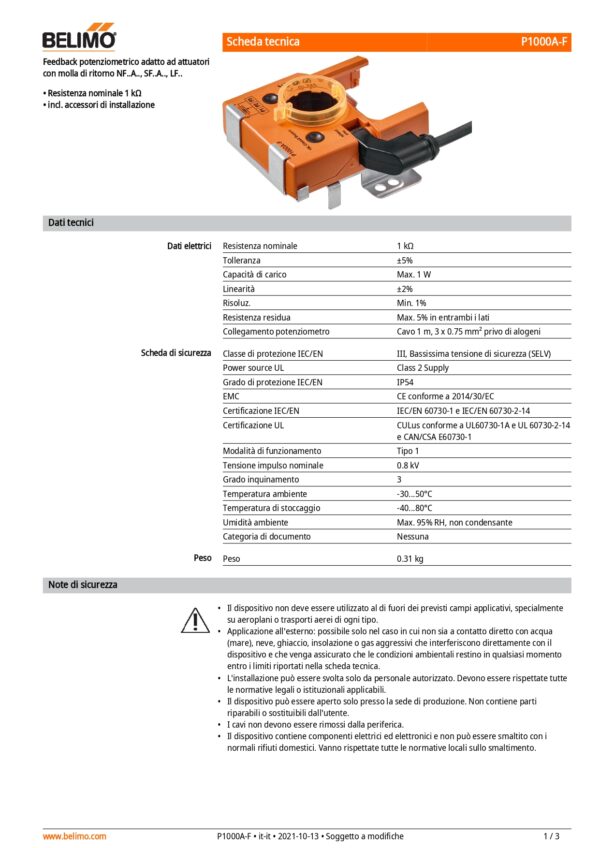 P1000A-F Feedback potenziometrici 1 kΩ - immagine 2