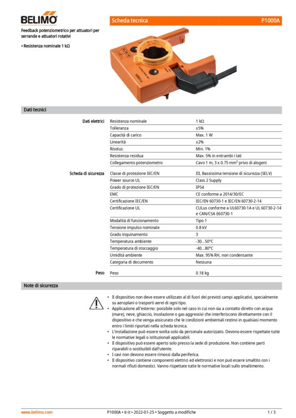 P1000A Feedback potenziometrici 1 kΩ aggiuntivo - immagine 2