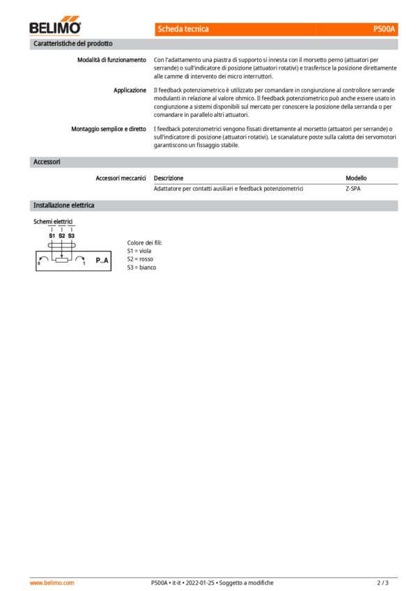 P500A Feedback potenziometrici 500 Ω aggiuntivo - immagine 3