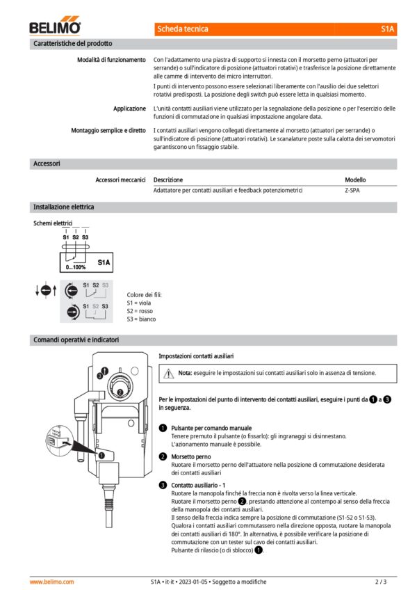 S1A Contatti ausiliari 1 x SPDT aggiuntivo - immagine 3
