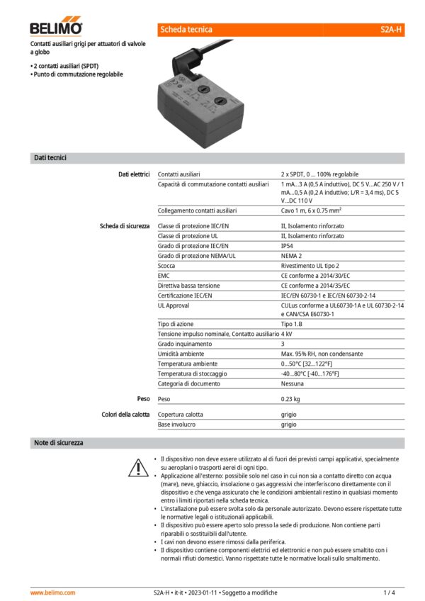 S2A-H Contatti ausiliari 2 x SPDT aggiuntivo - immagine 2