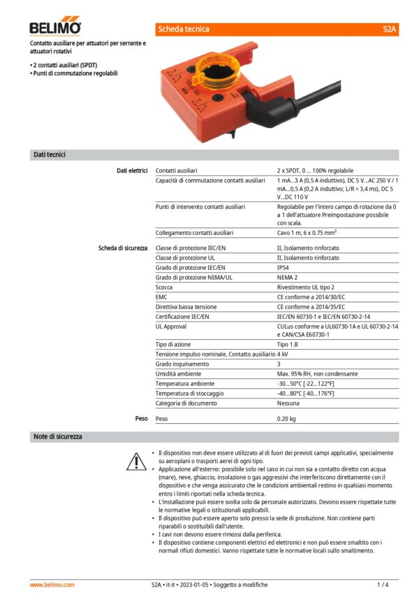S2A Contatti ausiliari 2 x SPDT aggiuntivo - immagine 2