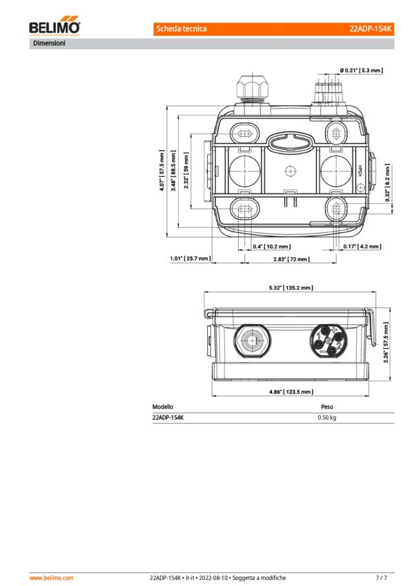22ADP-154K Doppio sensore di pressione differenziale per aria con due ingressi aggiuntivi, -100...2500 Pa, Modbus, 0...5 V, 0...10 V, LCD - immagine 5