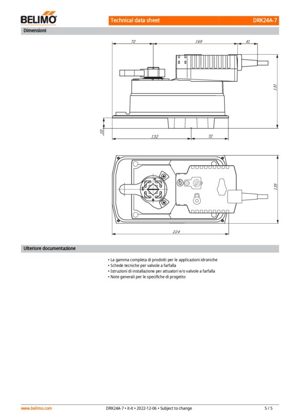 DRK24A-7 Attuatore rotativo con funzione di sicurezza NC / NO, Max. 90 Nm (non costante), AC/DC 24 V, On/Off, 150 s, IP54, F07 - immagine 4
