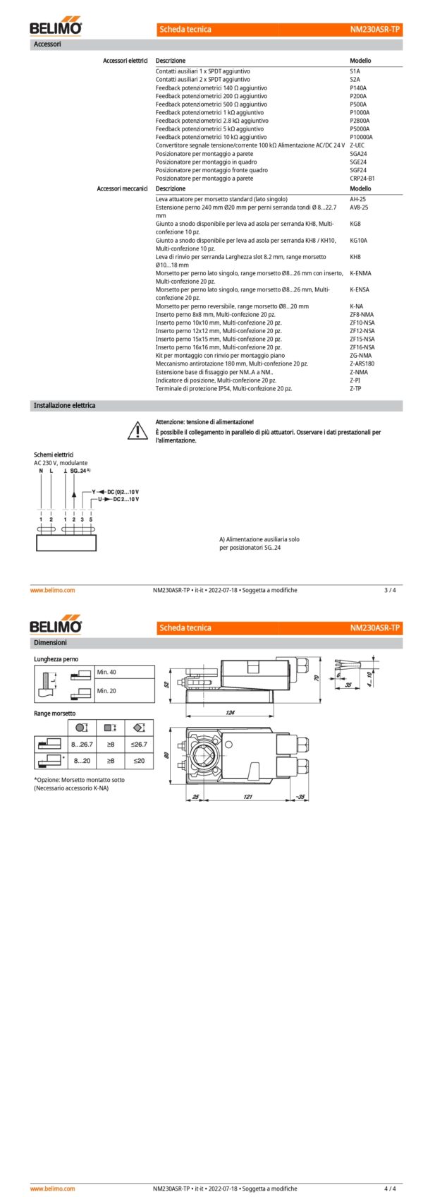 NM230ASR-TP Attuatore rotativo, 10 Nm, AC 100...240 V, 2...10 V, 150 s, IP54, Terminali - immagine 3