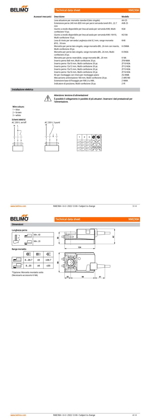 NM230A Attuatore rotativo, 10 Nm, AC 100...240 V, On/Off, 3-punti, 150 s, IP54 - immagine 3