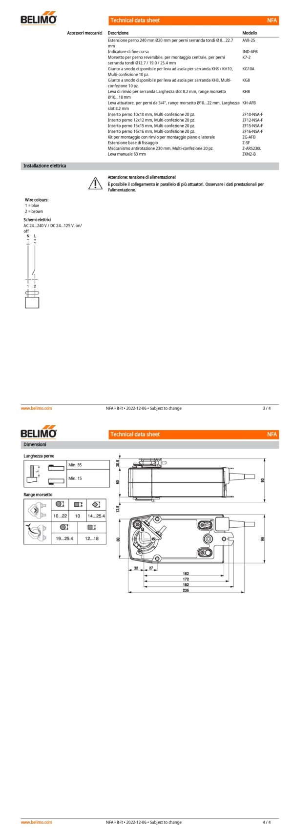 NFA Attuatore rotativo con funzione di sicurezza, 10 Nm, AC 24...240 V / DC 24...125 V, On/Off, 75 s, IP54 - immagine 3