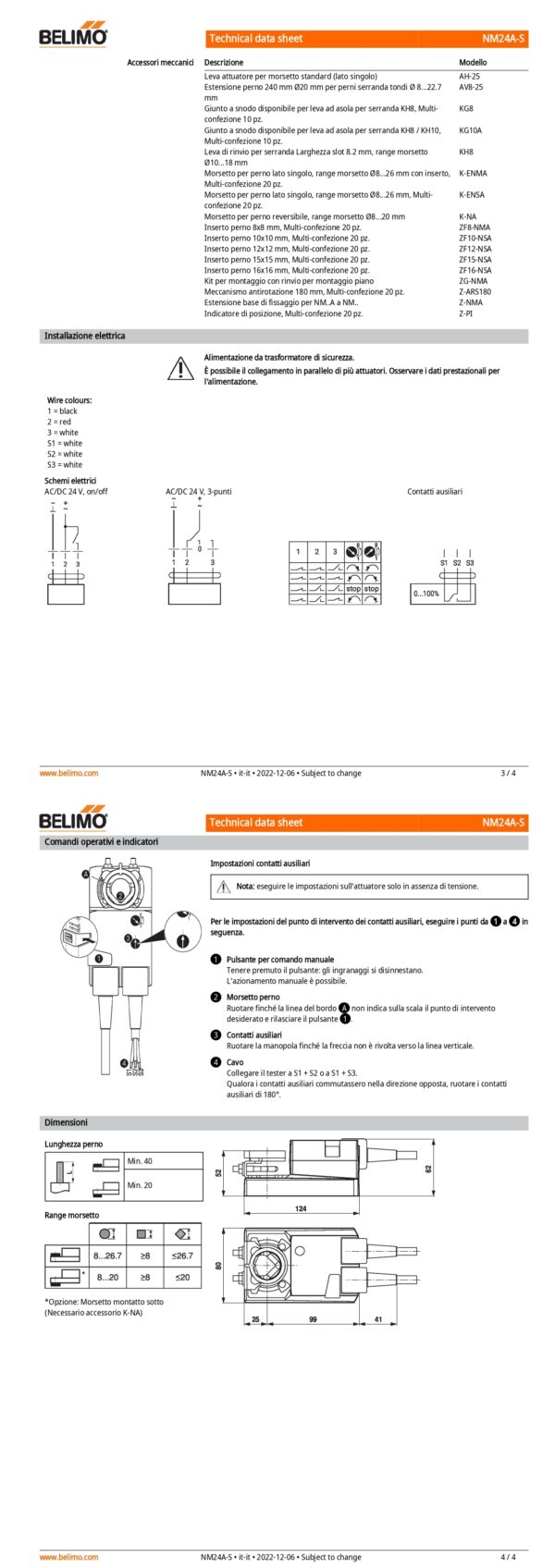 NM24A-S Attuatore rotativo, 10 Nm, AC/DC 24 V, On/Off, 3-punti, 150 s, 1 x SPDT, IP54 - immagine 3
