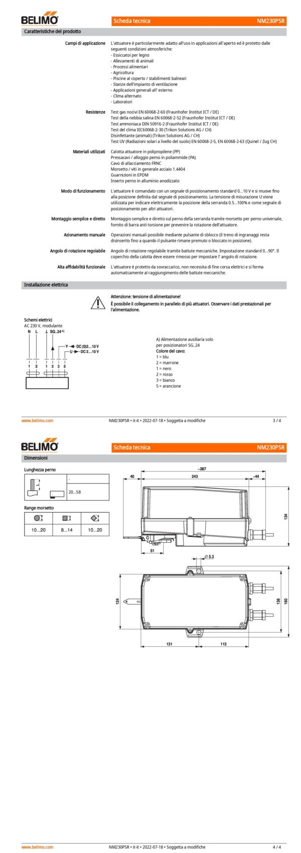 NM230PSR Attuatore rotativo (RobustLine), 10 Nm, AC 100...240 V, 2...10 V, 150 s, IP66/67 - immagine 3