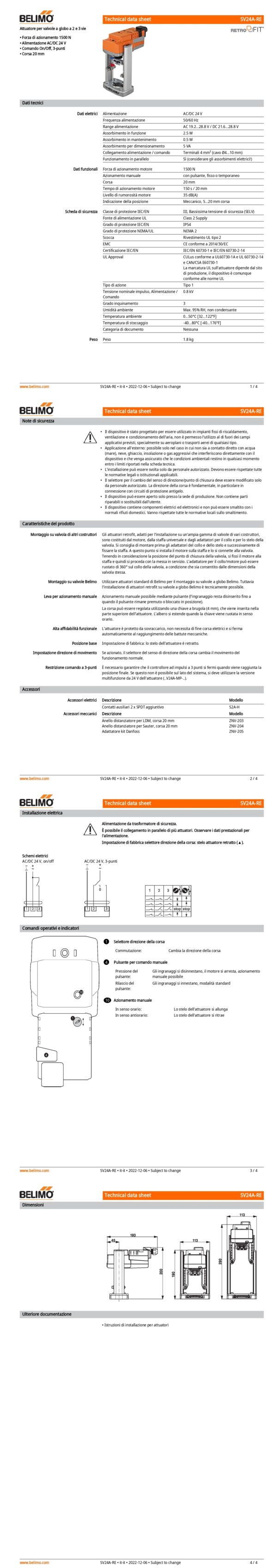 SV24A-RE Attuatore per valvole a globo (Retrofit), 1500 N, AC/DC 24 V, On/Off, 3-punti, 150 s, Corsa 20 mm, IP54, Terminali - immagine 2