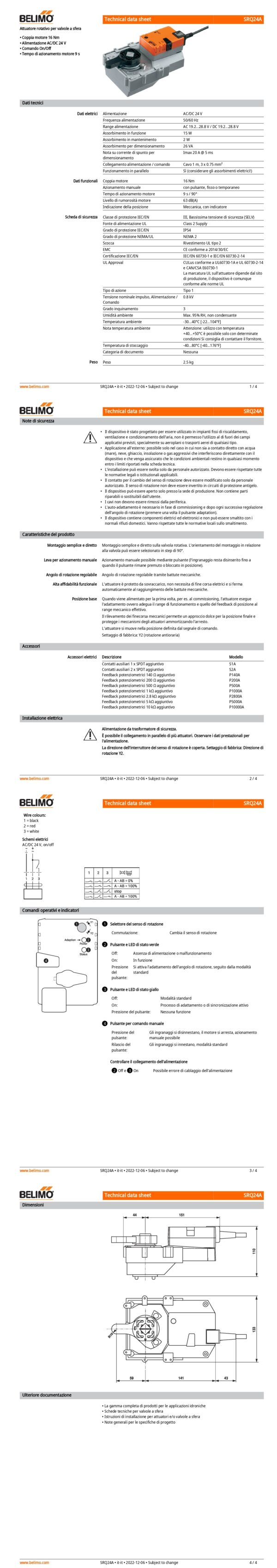 SRQ24A Attuatore rotativo a corsa molto rapida, 16 Nm, AC/DC 24 V, On/Off, 9 s, IP54 - immagine 2