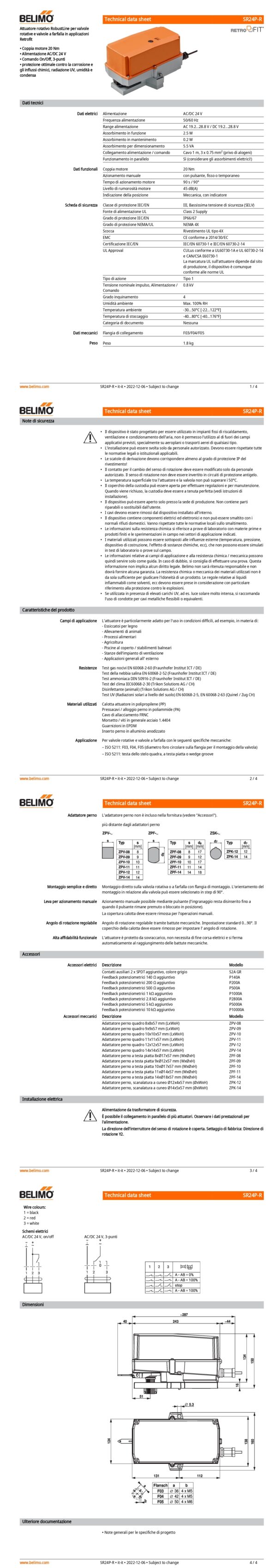 SR24P-R Attuatore rotativo (retrofit), 20 Nm, AC/DC 24 V, On/Off, 3-punti, 90 s, IP66/67, F03/F04/F05 - immagine 2
