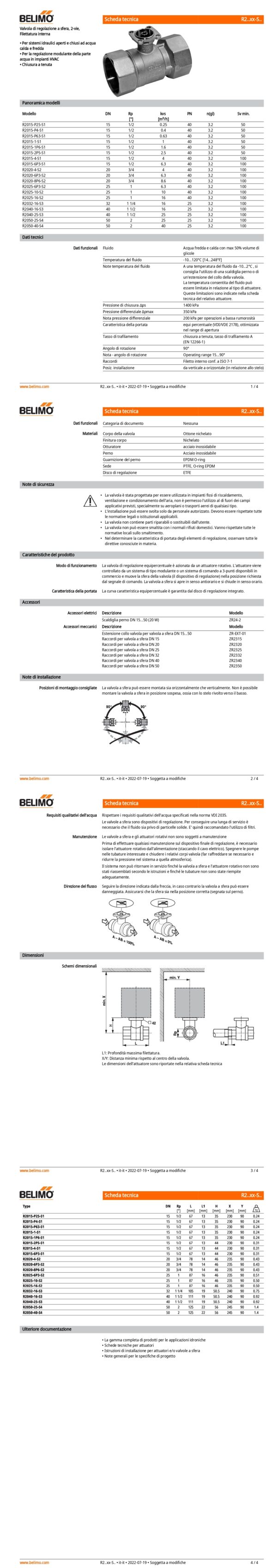 R2015-2P5-S1 Valvola di regolazione a sfera, 2-vie, DN 15, Filettatura interna, Rp 1/2", PN 40, ps 1600 kPa, kvs 2.5 m³/h, Temperatura del fluido -10...120°C - immagine 2