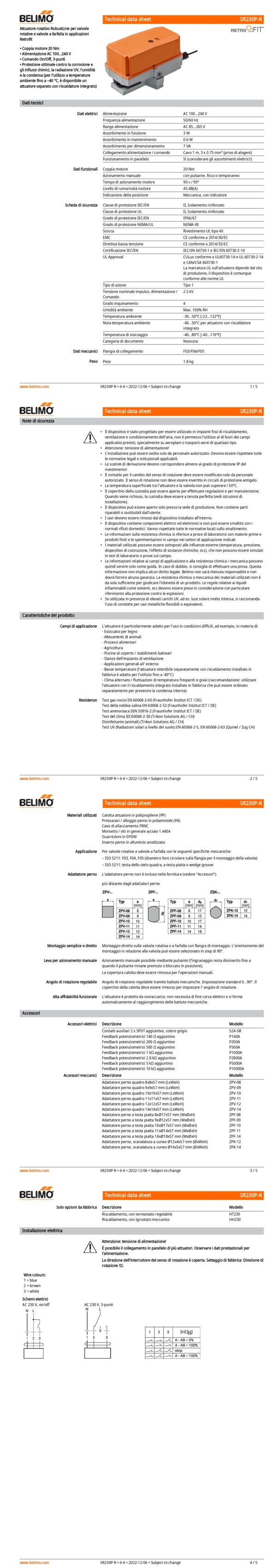 SR230P-R Attuatore rotativo (retrofit), 20 Nm, AC 100...240 V, On/Off, 3-punti, 90 s, IP66/67, F03/F04/F05 - immagine 2