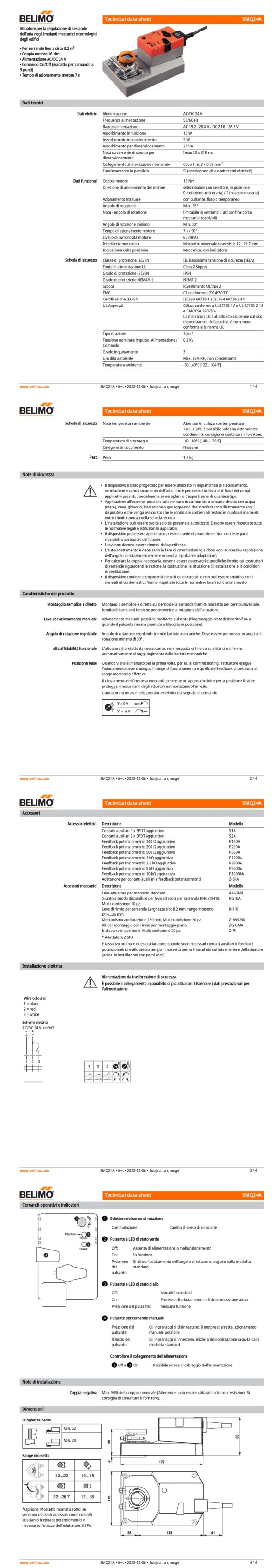 SMQ24A Attuatore rotativo a corsa molto rapida, 16 Nm, AC/DC 24 V, On/Off, 7 s, IP54 - immagine 2