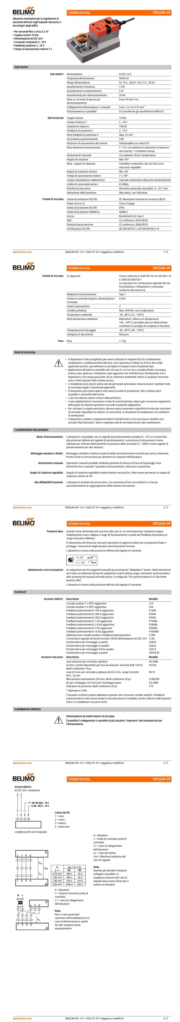 SMQ24A-SR Attuatore rotativo a corsa molto rapida, 16 Nm, AC/DC 24 V, 2...10 V, 7 s, IP54 - immagine 2