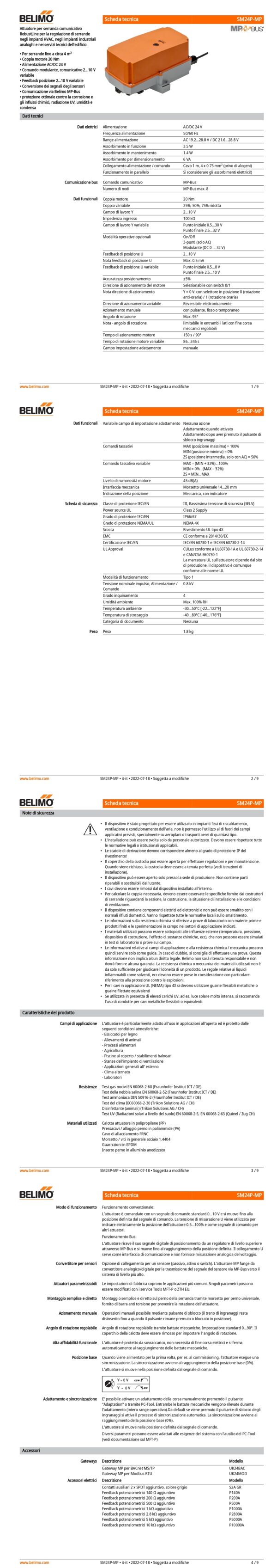 SM24P-MP Attuatore rotativo (RobustLine), 20 Nm, AC/DC 24 V, MP-Bus, 150 s (86...346 s), IP66/67 - immagine 2