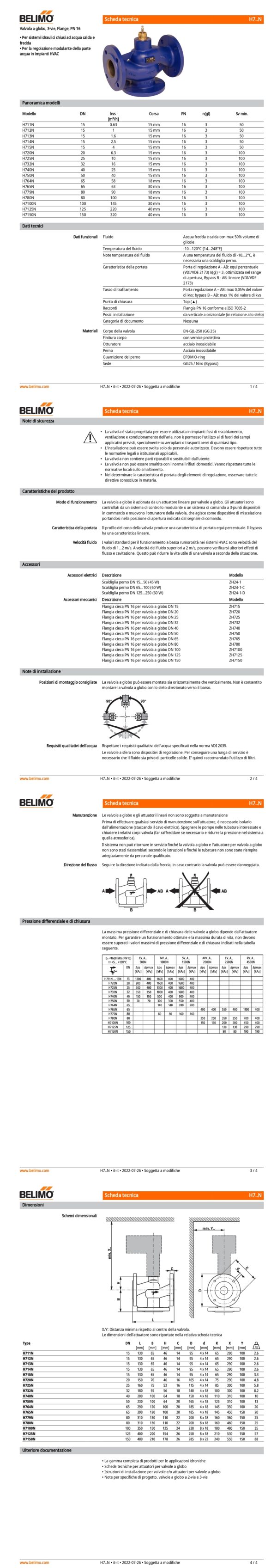 H780N Valvola a globo, 3-vie, DN 80, Flange, PN 16, ps 1600 kPa, kvs 100 m³/h, Temperatura del fluido -10...120°C - immagine 2