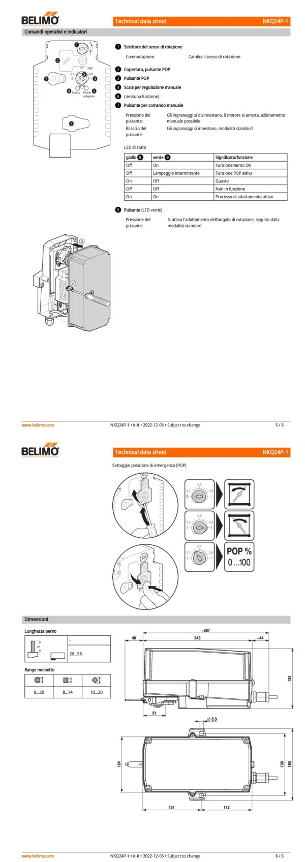 NKQ24P-1 Attuatore rotativo (RobustLine) con funzione di sicurezza, 6 Nm, AC/DC 24 V, On/Off, 4 s, IP66/67 - immagine 4