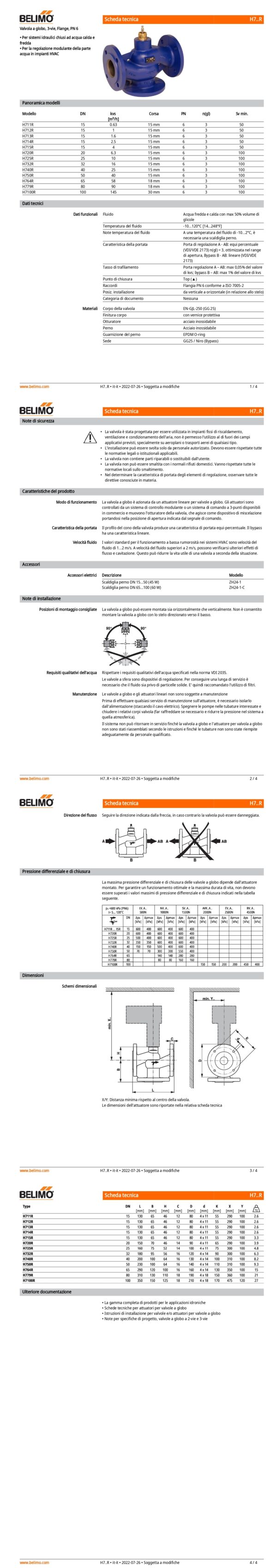 H714R Valvola a globo, 3-vie, DN 15, Flange, PN 6, ps 600 kPa, kvs 2.5 m³/h, Temperatura del fluido -10...120°C - immagine 2