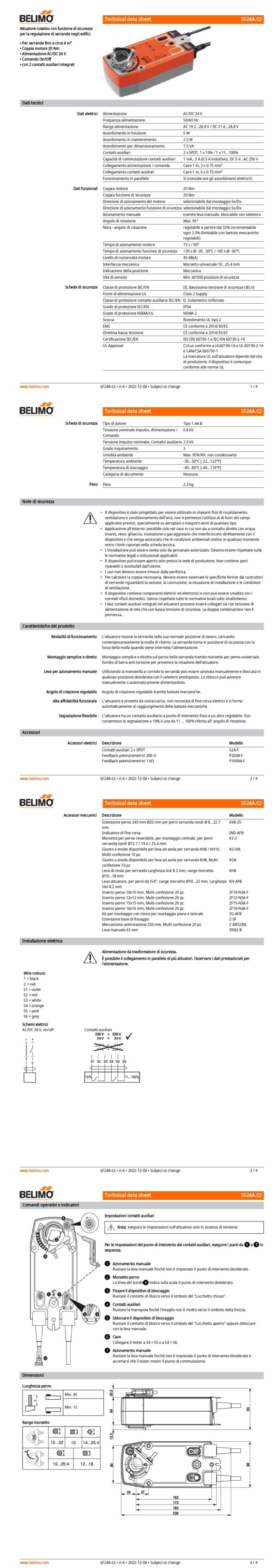 SF24A-S2 Attuatore rotativo con funzione di sicurezza, 20 Nm, AC/DC 24 V, On/Off, 75 s, 2 x SPDT, IP54 - immagine 2