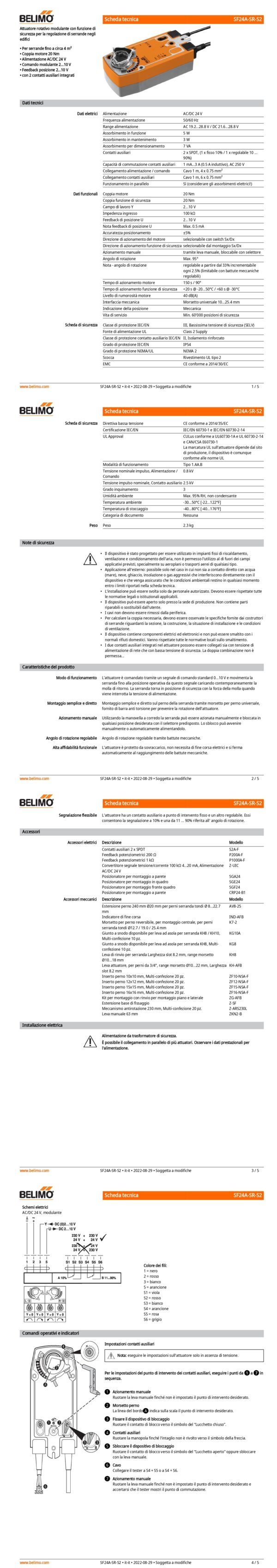SF24A-SR-S2 Attuatore rotativo con funzione di sicurezza, 20 Nm, AC/DC 24 V, 2...10 V, 150 s, 2 x SPDT, IP54 - immagine 2