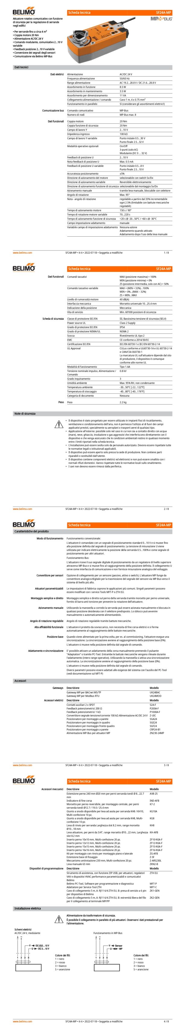 SF24A-MP Attuatore rotativo con funzione di sicurezza, 20 Nm, AC/DC 24 V, MP-Bus, 150 s (70...220 s), IP54 - immagine 2