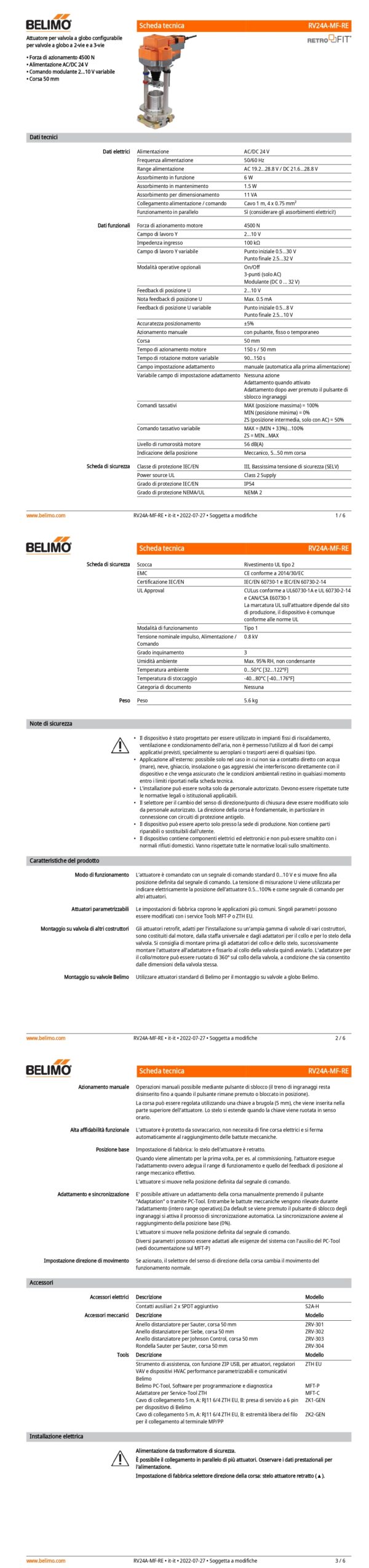 RV24A-MF-RE Attuatore per valvole a globo (Retrofit), 4500 N, AC/DC 24 V, 2...10 V, 150 s, Corsa 50 mm, IP54 - immagine 2