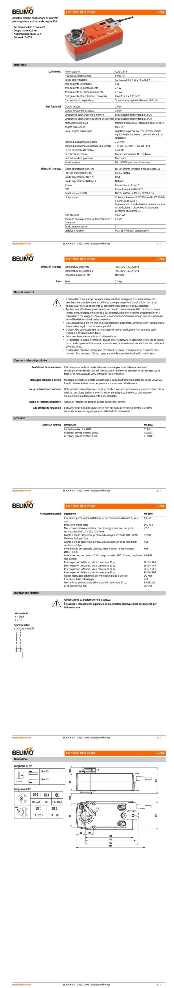 SF24A Attuatore rotativo con funzione di sicurezza, 20 Nm, AC/DC 24 V, On/Off, 75 s, IP54 - immagine 2