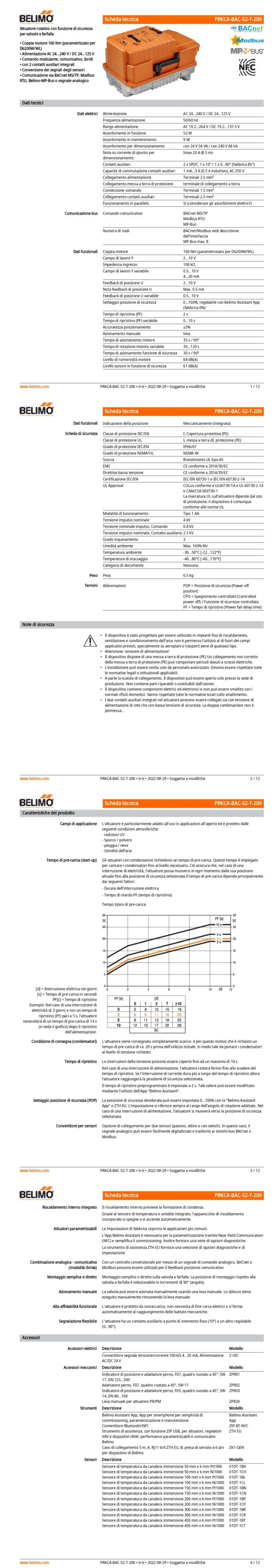 PRKCA-BAC-S2-T-200 Attuatore rotativo con funzione di sicurezza NC / NO, 160 Nm (parametrizzato per D6200W/WL), AC 24...240 V / DC 24...125 V, BACnet MS/TP, Modbus RTU, MP-Bus, 35 s (30...120 s), 2 x SPDT, IP66/67, Terminali - immagine 2
