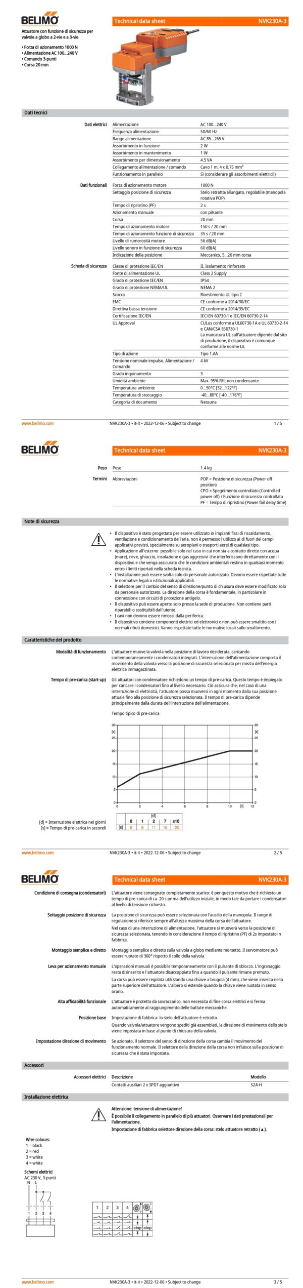 NVK230A-3 Attuatore per valvole a globo, funzione di sicurezza NC / NO, 1000 N, AC 100...240 V, 3-punti, 150 s, Corsa 20 mm, IP54 - immagine 2