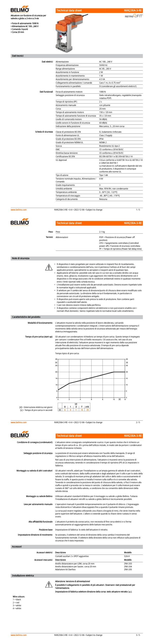 NVK230A-3-RE Attuatore per valvole a globo, funzione di sicurezza (retrofit) NC / NO, 1000 N, AC 100...240 V, 3-punti, 150 s, Corsa 20 mm, IP54 - immagine 2