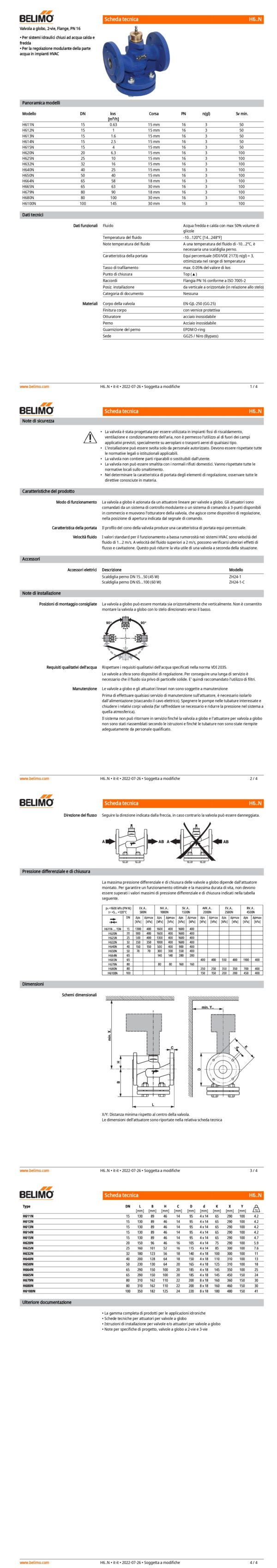 H614N Valvola a globo, 2-vie, DN 15, Flange, PN 16, ps 1600 kPa, kvs 2.5 m³/h, Temperatura del fluido -10...120°C - immagine 2