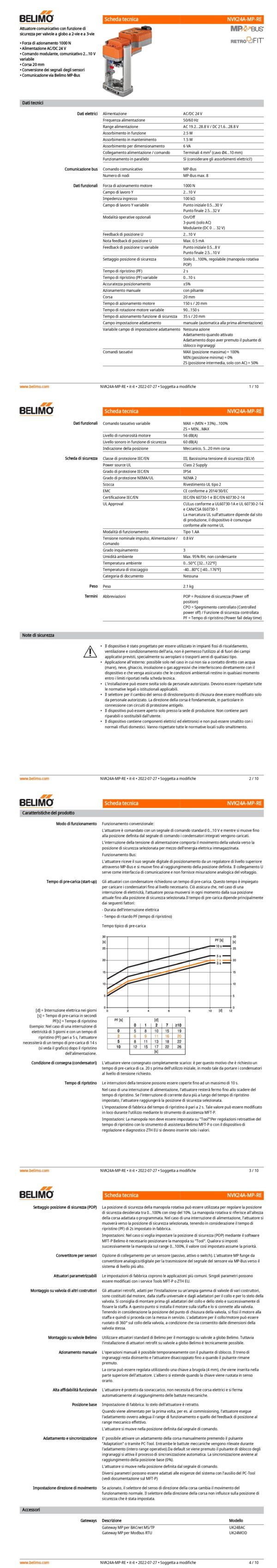 NVK24A-MP-RE Attuatore per valvole a globo, funzione di sicurezza (retrofit) NC / NO, 1000 N, AC/DC 24 V, MP-Bus, 150 s (90...150 s), Corsa 20 mm, IP54, Terminali - immagine 2