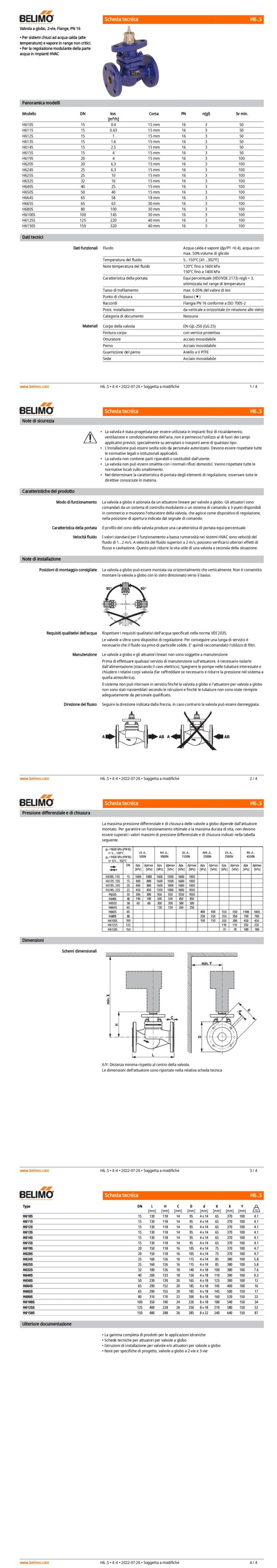 H624S Valvola a globo, 2-vie, DN 25, Flange, PN 16, ps 1600 kPa, kvs 6.3 m³/h, Temperatura del fluido 5...150°C - immagine 2