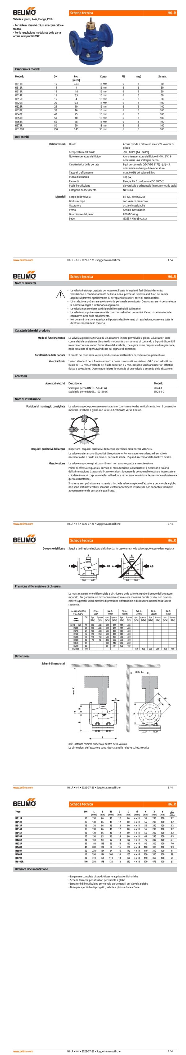 H615R Valvola a globo, 2-vie, DN 15, Flange, PN 6, ps 600 kPa, kvs 4 m³/h, Temperatura del fluido -10...120°C - immagine 2