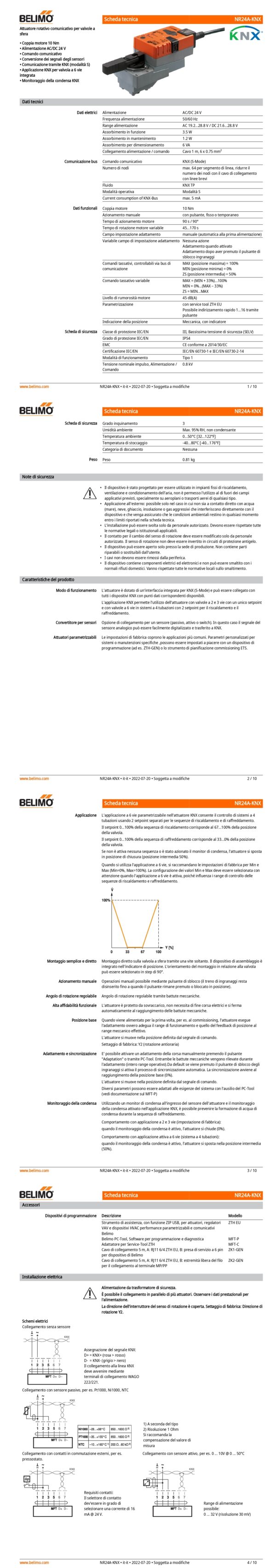 NR24A-KNX Attuatore rotativo, 10 Nm, AC/DC 24 V, KNX (S-Mode), 90 s (45...170 s), IP54 - immagine 2